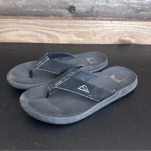 Reef Fanning Mens Black Slip On Flip Flops Size 10 Thongs Boating Beach Fishing